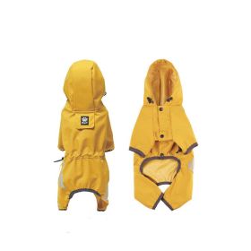 Dog raincoat all-inclusive four-legged waterproof poncho Teddy Bomei rainy pet clothes (Color: Yellow)