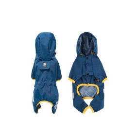 Dog raincoat all-inclusive four-legged waterproof poncho Teddy Bomei rainy pet clothes (Color: Blue)