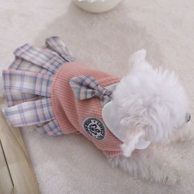 Sweet Bowknot Dog Sweater Dress; Winter Warm Pet Clothes; Costume For Small Medium Large Dog & Cat (Color: Pink)